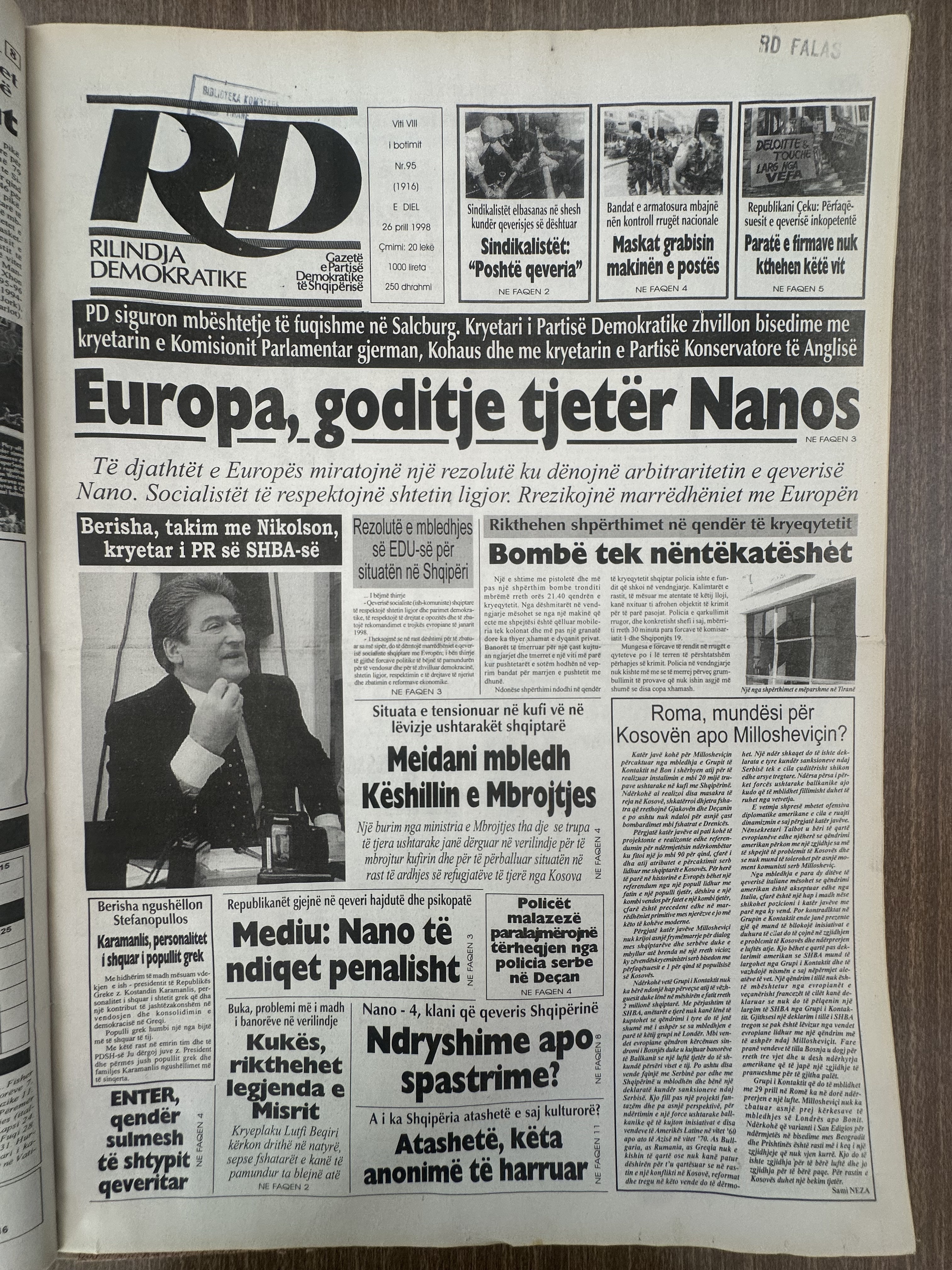 Rilindja Demokratike 1998-04-26